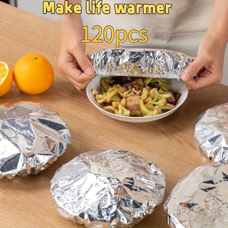 Aluminum Foil Bowl Covers 120pc Heavy Duty Heat Resistant Microwave Safe Protective Covers for Tableware Home Catering Office Dining
