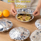 Aluminum Foil Bowl Covers 120pc Heavy Duty Heat Resistant Microwave Safe Protective Covers for Tableware Home Catering Office Dining