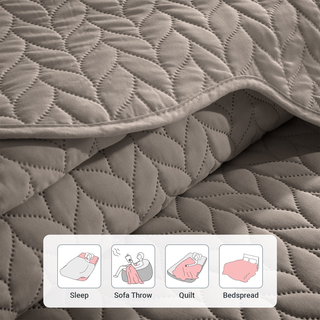 Microfiber Quilt Bedspread Set All Season Lightweight – Soft Breathable Quilted Coverlet Twin Full Queen King 16 Colors Machine Washable