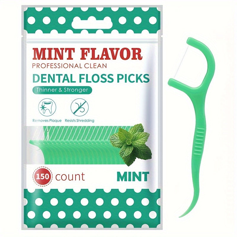 Mint Flavor Dental Floss Picks 300 600 Count Disposable PE Floss Sticks Upgraded Thinner Stronger Plaque Removal Travel Oral Care Fresh Breath