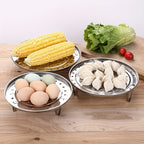 Stainless Steel Steamer Rack Set 3 Piece Multi-Layer Round Insert with Can Holder Fits Standard Pots for Home Kitchen Steam Cooking