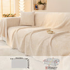 Soft Chenille Sofa Throw Cover with Fringes Durable Pet-Friendly Solid Couch Protector Slipcover for Living Room Sectional Armchair Home Decoration