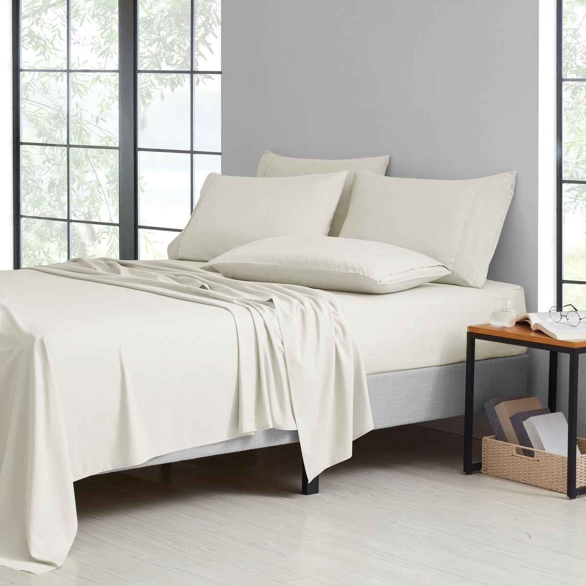Bamboo Blend Cooling Sheet Set 6-Piece 2000 Thread Count Satin | Deep Pocket 16" Hypoallergenic Breathable Bed Sheets, Twin Full Queen King Cal King, 20 Colors