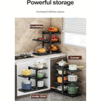 Kitchen Pot Rack Organizer – Multilayer Adjustable Metal Pan Holder, Cutting Board Storage, Detachable Shelves, Space-Saving Countertop Rack for Pots, Pans & Lids