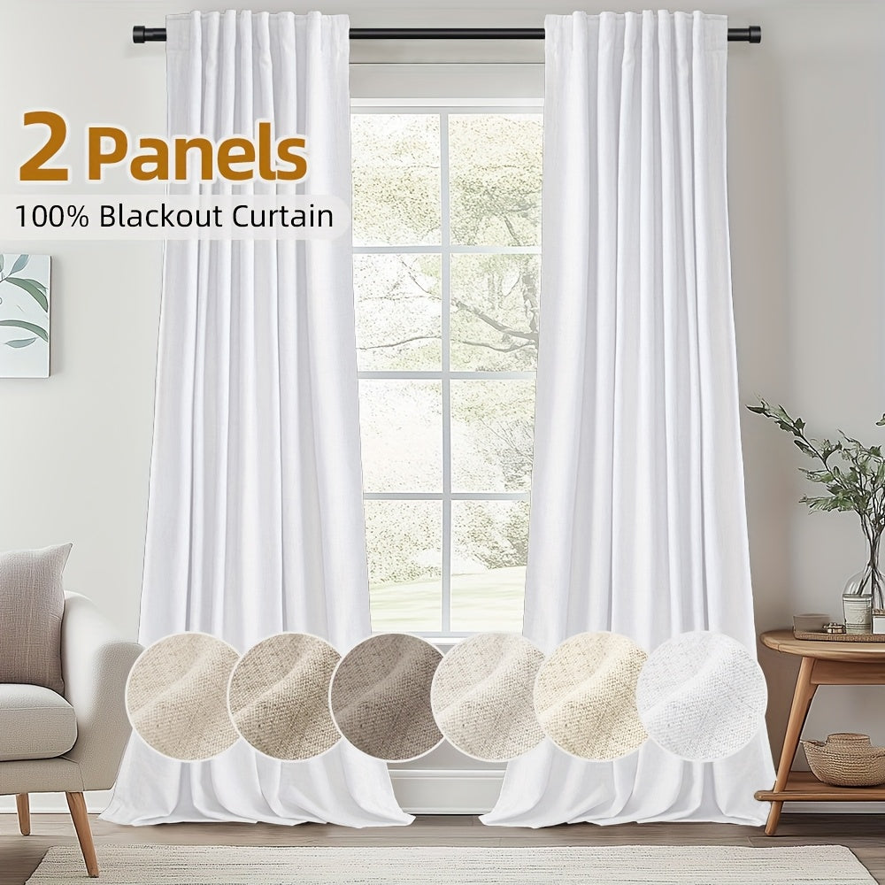 Back Tab Blackout Curtains 2 or 4 Panels – 100% Light Blocking Thermal Insulated Window Drapes for Living Room, Bedroom & Office, 50"W Multiple Lengths, 9 Colors