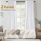 Back Tab Blackout Curtains 2 or 4 Panels – 100% Light Blocking Thermal Insulated Window Drapes for Living Room, Bedroom & Office, 50"W Multiple Lengths, 9 Colors
