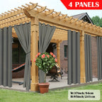 Outdoor Curtain Panels for Patio Gazebo Porch – Weather-Resistant, Light-Filtering Sun Block Privacy Drapes, 4 Panels, Multiple Sizes & Colors