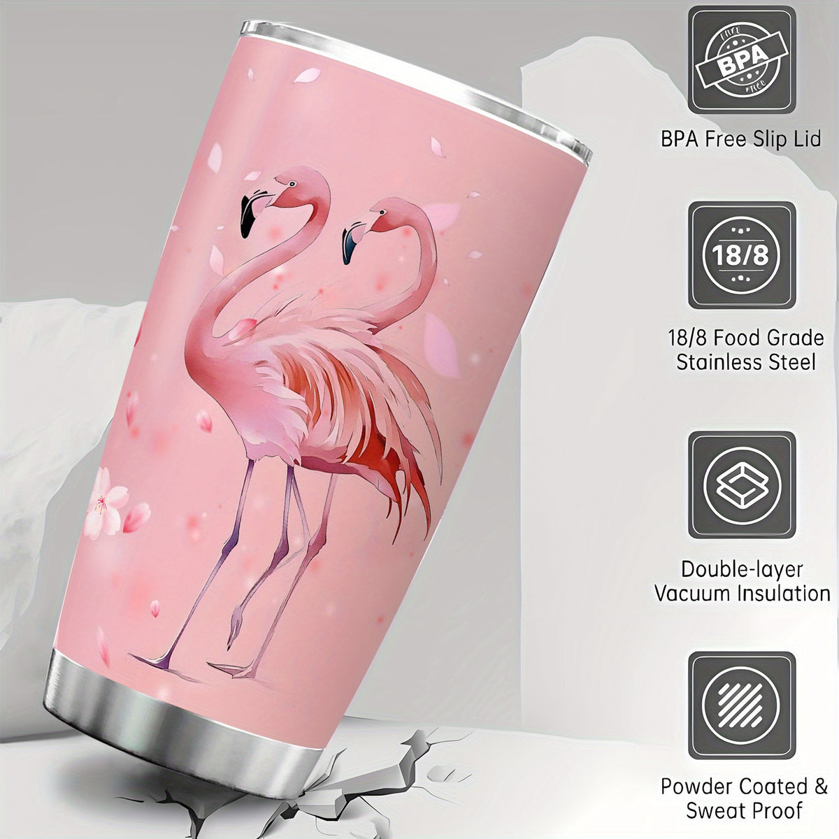 Flamingo Insulated Tumbler 20oz Double-Walled Travel Cup Pink Love Design - Large Capacity Car Cup for Hot & Cold Drinks Gift for Teachers Friends Family Holiday Birthday