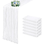 6-Pack Boho Gauze Table Runners 21.7x72.8 Inch Semi-Sheer Cheesecloth Fabric Wedding Baby Shower Birthday Farmhouse Home Decor