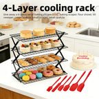 Foldable Cooling Rack Set with Baking Tools – Stackable Oven Cookie Cake Drying Rack, 3/4/5 Piece with Silicone Spatula, Egg Beater & More, Holiday Baking Gift