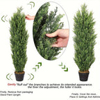 Artificial Cedar Topiary Trees 2-Pack - UV-Resistant Faux Greenery for Outdoor & Indoor, Modern Faux Topiary for Patio, Garden, Entryway & Office Decor