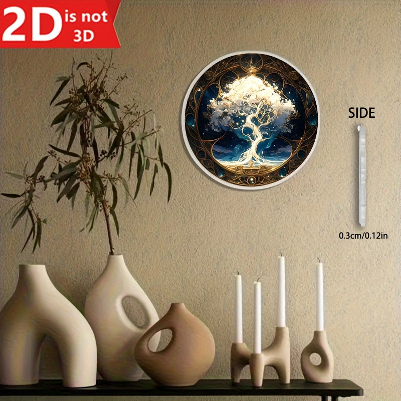 Tree of Life Mandala Round Wall Decor – Art Deco 2D Flat Medallion for Front Door Porch Living Room Bedroom