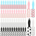 Mini Lint Rollers 60pcs Bulk Pet Hair Remover Portable Travel Size Sticky Roller for Clothes Furniture Car Seats 4 Colors 4 Patterns Polka Dots Stripes Paw Prints