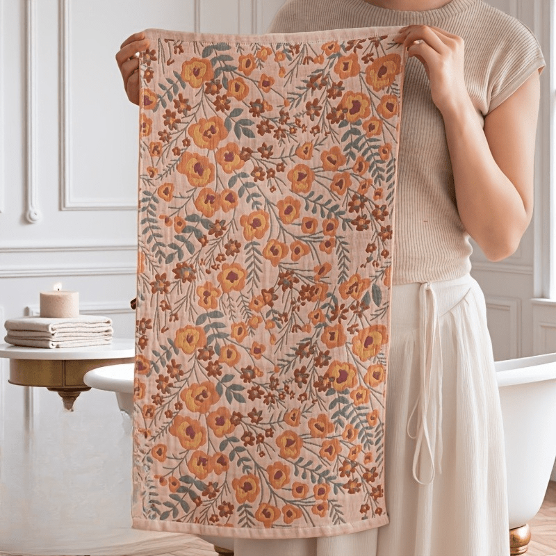 Four-Layer Gauze Jacquard Hand Towel & Kitchen Towel Set Thickened Soft Absorbent Quick Dry - Floral Pastoral Style Multi-Function 4 Designs | Nuvia Haven