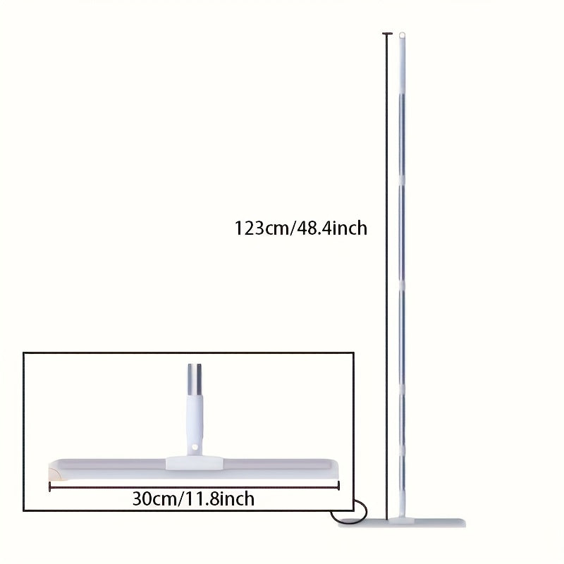 Silicone Squeegee Broom with Detachable Rotatable Long Stainless Steel Handle – All-in-One Floor-to-Ceiling Cleaner for Glass, Tile, Wood & Carpet | Effortless Multi-Surface Cleaning