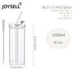 Square Glass Cups with Lids and Straws Set of 6 | Portable Iced Coffee Cups for Office Party Home School Outdoor