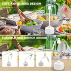 Food Guard Fly Repellent Fan 2-Pack Tabletop Holographic Blade Fly Fan with Ambient Light Battery Powered Foldable Portable for Picnic BBQ Party Camping Outdoor Indoor