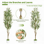Artificial Olive Tree with Basket, Planter & Moss 5ft 6ft 7ft – Tall Indoor Fake Olive Plant with Realistic Wood Trunk, Lifelike Branches & Fruits for Office, Living Room & Spring Summer Home Decor