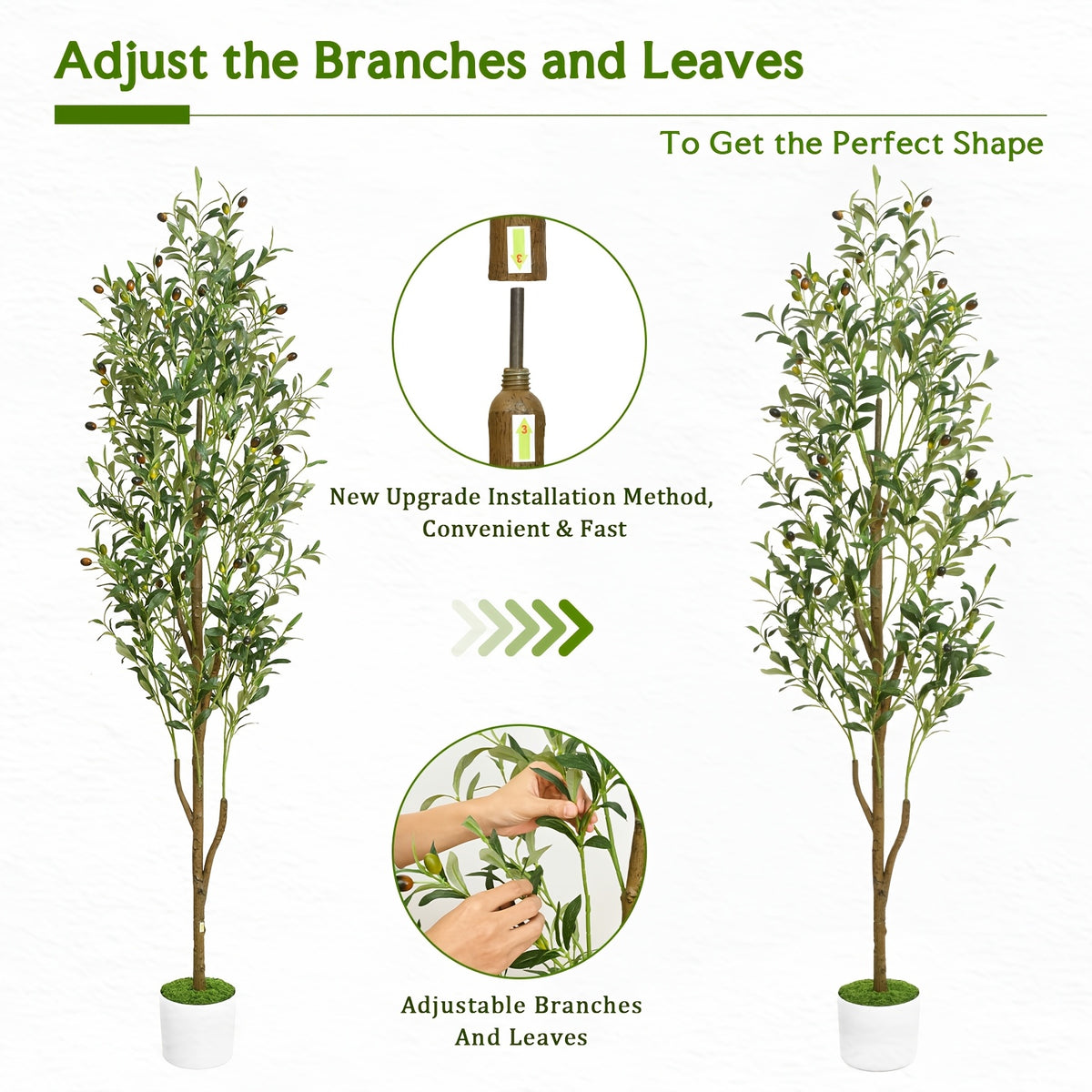 Artificial Olive Tree with Basket, Planter & Moss 5ft 6ft 7ft – Tall Indoor Fake Olive Plant with Realistic Wood Trunk, Lifelike Branches & Fruits for Office, Living Room & Spring Summer Home Decor