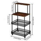 4-Tier Kitchen Microwave Oven Stand with Wheels – Vertical Baking & Bread Storage Rack for Kitchen & Dining Room | Rolling Floor-Standing Shelving