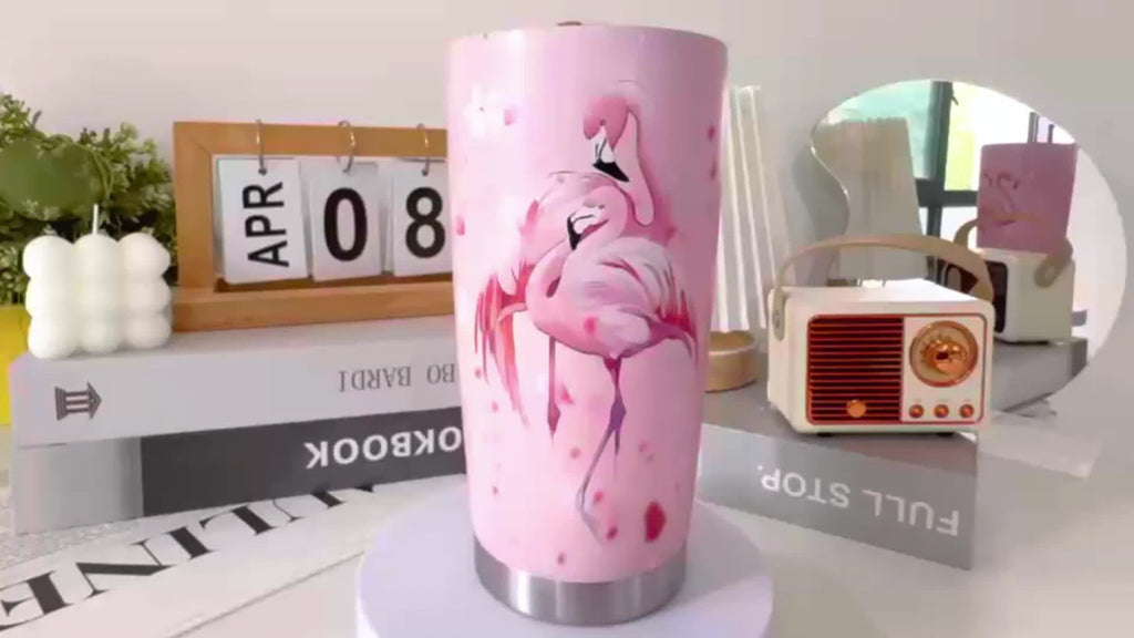 Flamingo Insulated Tumbler 20oz Double-Walled Travel Cup Pink Love Design - Large Capacity Car Cup for Hot & Cold Drinks Gift for Teachers Friends Family Holiday Birthday