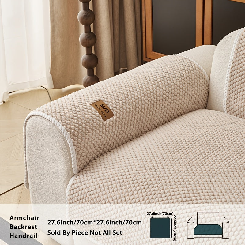 Bohemian Plush Sofa Cover with Cushion Pad Machine Washable Pet Friendly for Cats & Dogs – Fits Single Double Triple Quad Sofas, Warm Cozy Boho Home Decor Couch Protector