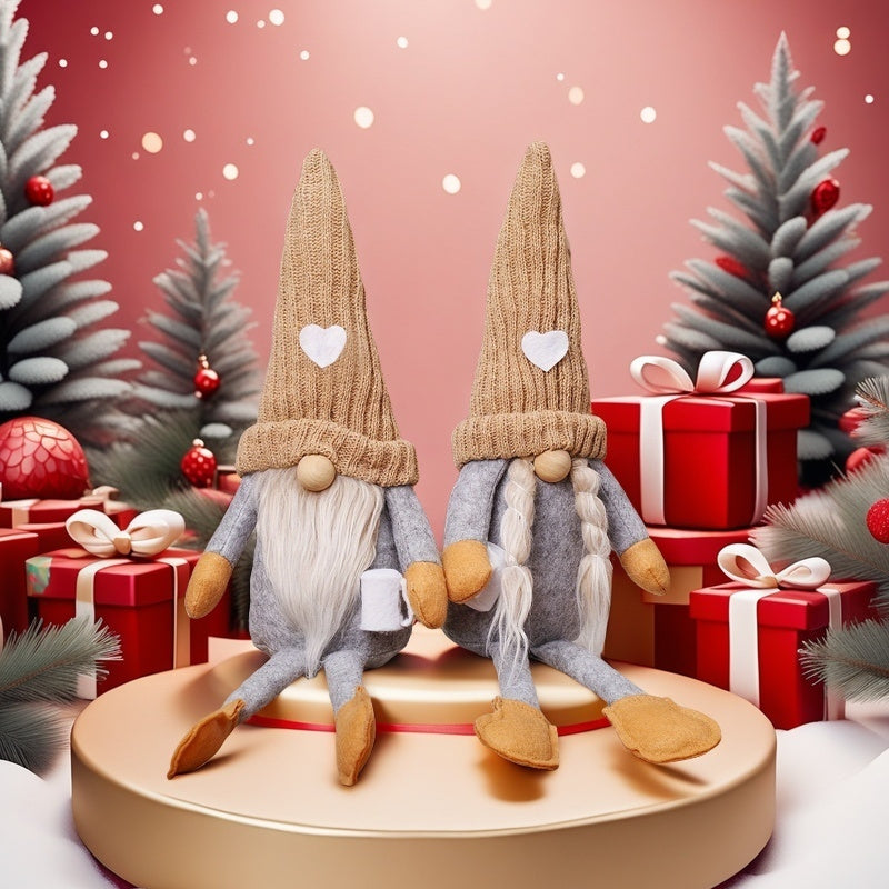 Gnome Home Decor Set of 2 Collectible Gnome Figurines Holiday Decor for Living Room Bedroom Office Desktop Ornaments Birthday Mothers Day Fathers Day Gifts for Women Men Cute Scandinavian Tomte Shelf Decor