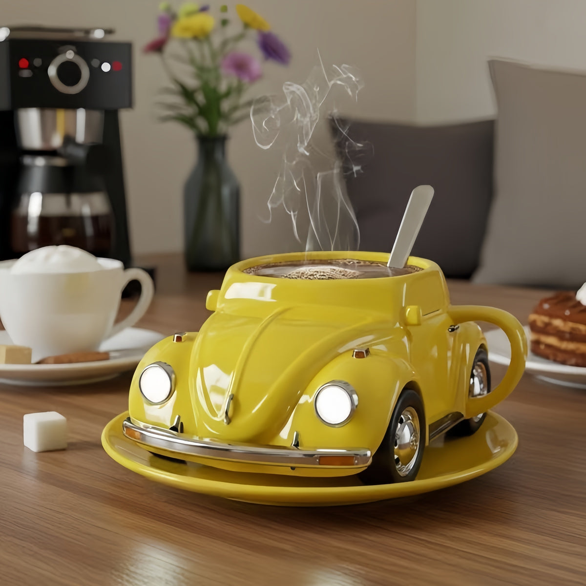 Vintage Car Shaped Resin Mug Ornament, Retro Classic Auto Coffee Cup Sculpture for Desktop, Office & Car Dashboard Decor, Unique Collectible Gift for Car Enthusiasts in 8 Colors