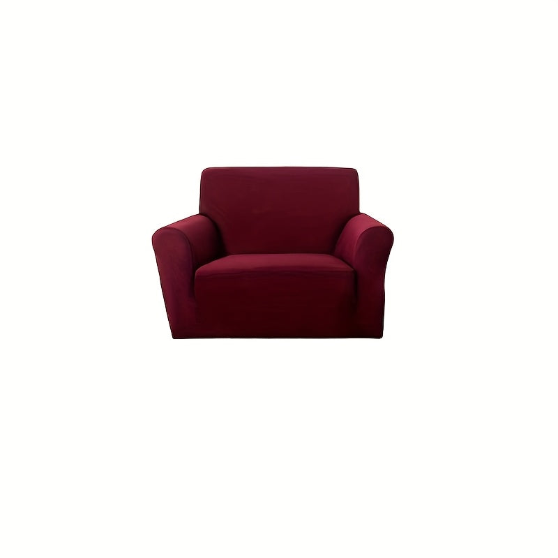 Stretch Sofa Cover Solid Color High Elasticity Anti-Slip Rod Slim Fit Couch Slipcover Machine Washable 1 2 3 4 Seater Black Burgundy Navy Grey