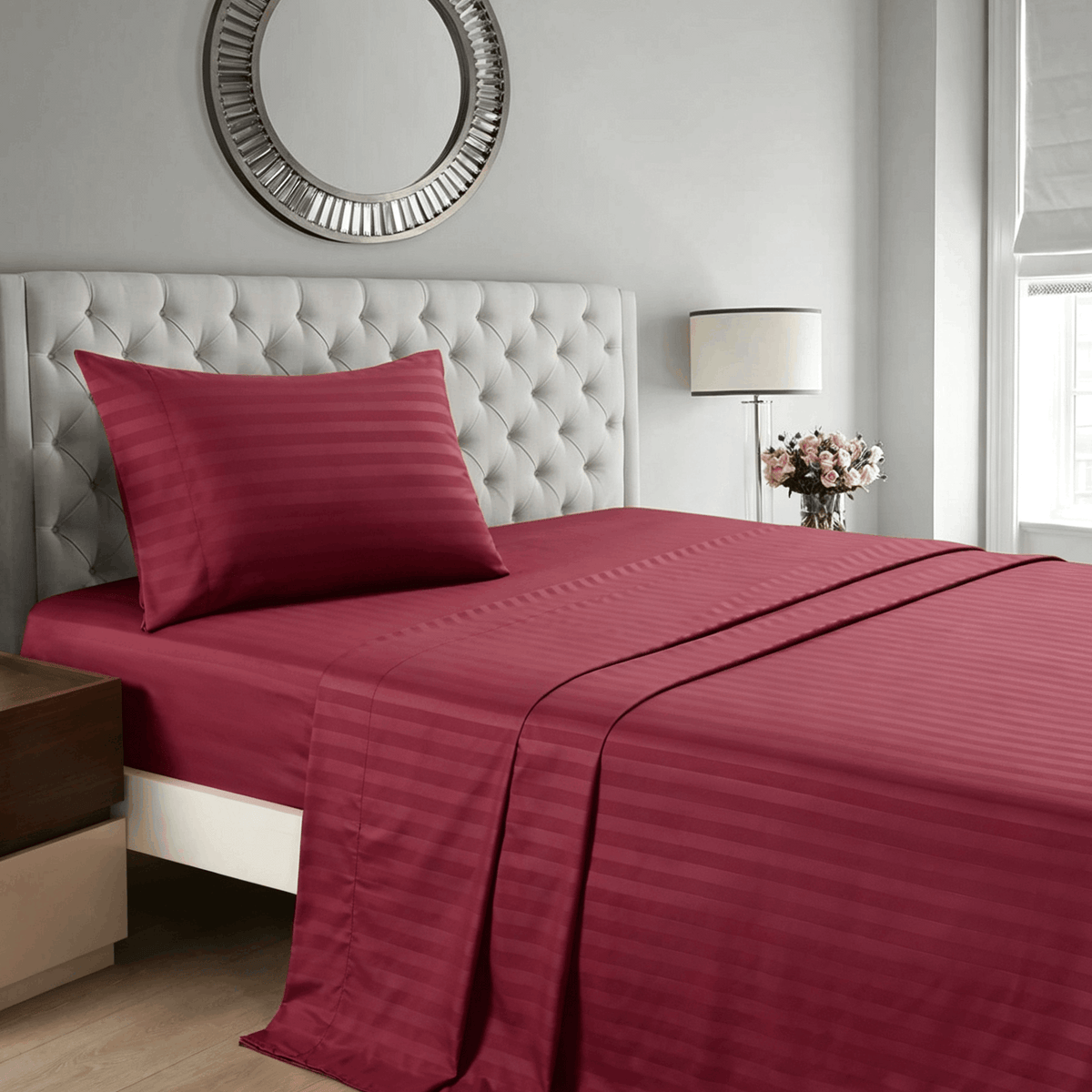 Striped Bed Sheet Set Extra Soft Breathable, Fade-Resistant Deep Pocket Fitted Sheets for Bedroom Guest Room Hotel – All Season 3/4 Piece (Flat Sheet, Fitted Sheet, Pillowcase)