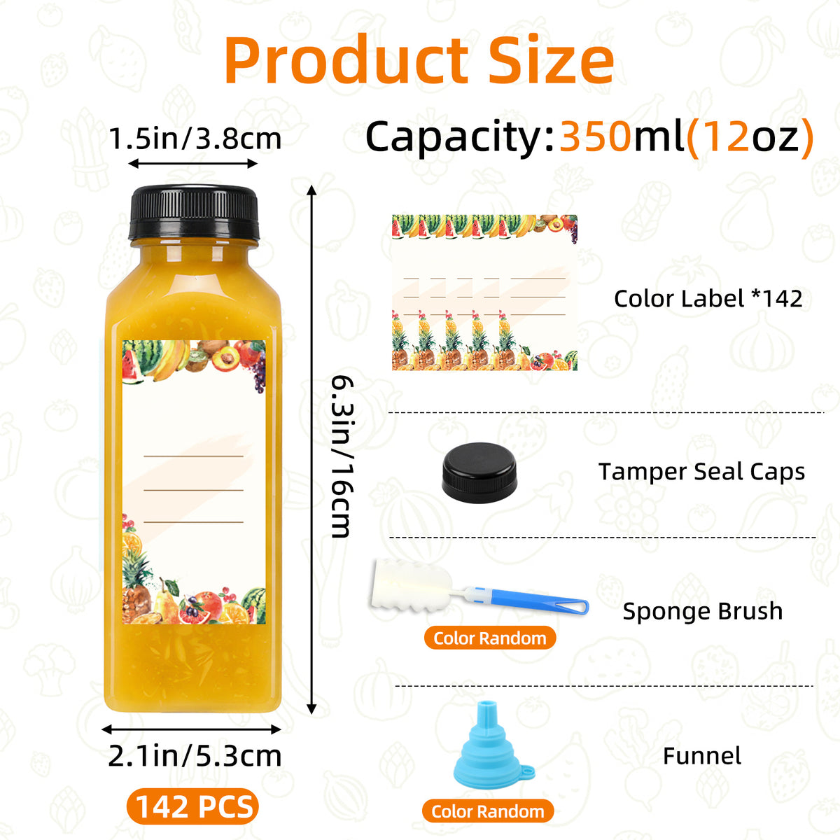Plastic Juice Bottles with Caps 12oz 16oz Bulk Set 100 118 142 Pcs - Empty Bottles with Labels Funnel & Brush for Juice Smoothie Tea Coffee Party | Nuvia Haven