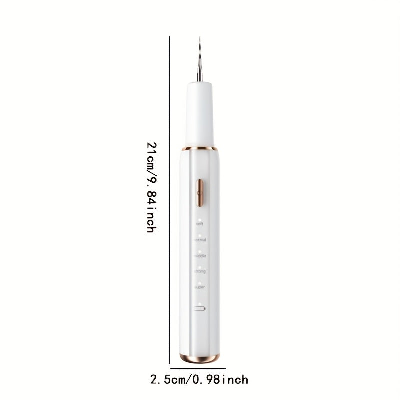 Rechargeable Electric Tooth Cleaner – 5-Speed Dental Plaque Remover with LED Light, USB Charging, Mirror & 2 Replaceable Brush Heads, Teeth Gap Cleaning Tool
