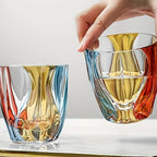 Czech Crystal Hand-Painted Wine Glass 150ml – Luxury Three-Color Painted Drinkware for Red Wine & Whiskey | Elegant Gift & Table Decoration