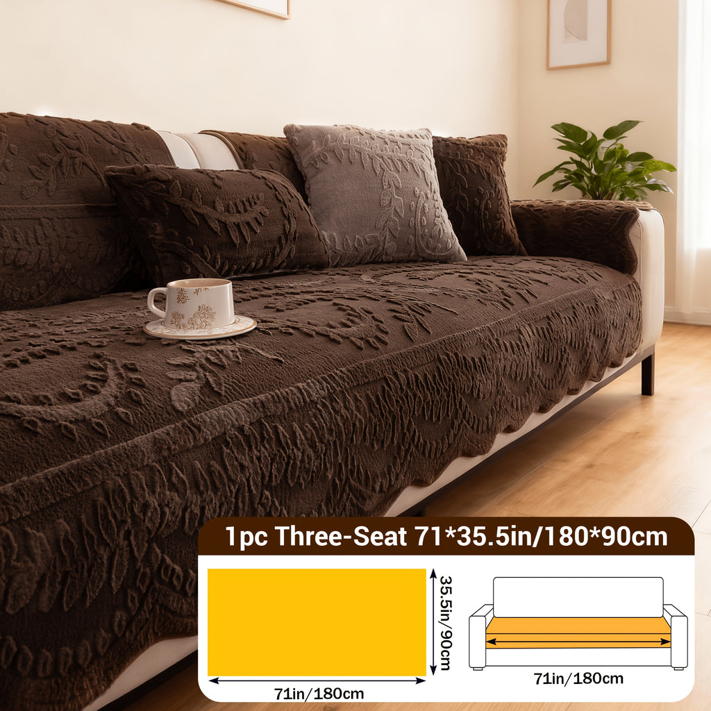 Thick Faux Rabbit Plush Sofa Cover – Soft Non-Slip Washable Pet-Friendly Furniture Protector for Living Room, Bedroom & Office – 4 Colors, Armrest to 4-Seat