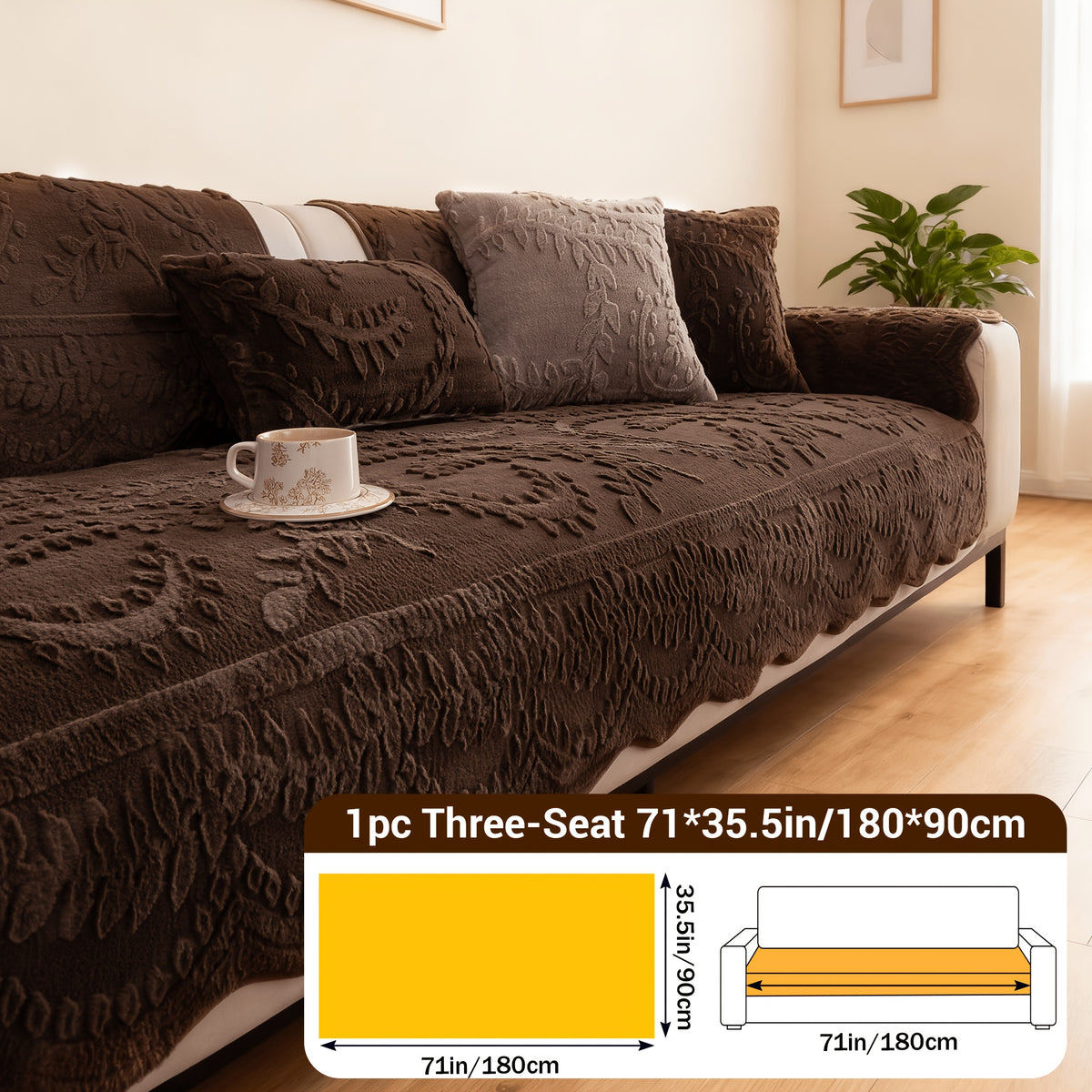 Thick Faux Rabbit Plush Sofa Cover – Soft Non-Slip Washable Pet-Friendly Furniture Protector for Living Room, Bedroom & Office – 4 Colors, Armrest to 4-Seat
