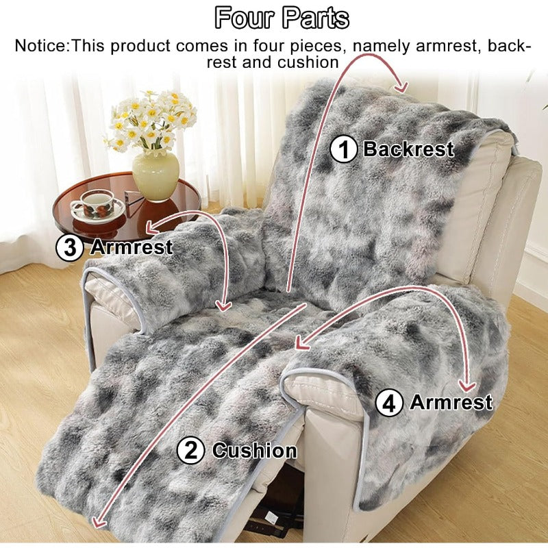 Thick Rabbit Plush Recliner Chair Cover – Soft Non-Slip Shaggy Sofa Slipcover