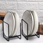 Stainless Steel Dish Rack Plate Organizer Set of 4 | Cabinet Countertop Dish Drainer Space Saving Kitchen Storage for Plates Bowls