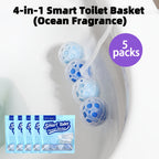 4-in-1 Toilet Cleaner Hanging Basket 5 Pack 65g – 200+ Flushes, Deodorizes & Removes Yellow Stains, Non-Corrosive Tablets for Smart, Hanging & No-Tank Toilets, 4 Fresh Scents: Ocean, Lemon, Lavender, Floral