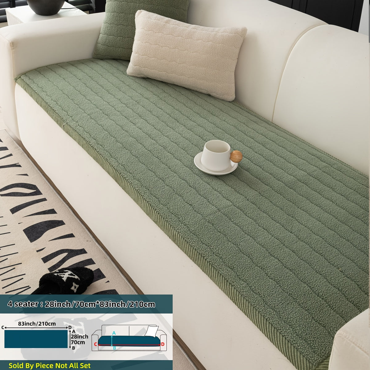 Plaid Sofa Protector Thickened Non-Slip Machine Washable Stretchable Pet Friendly - Sofa Cover for Living Room Bedroom Office Loveseat 4 Seater 6 Colors