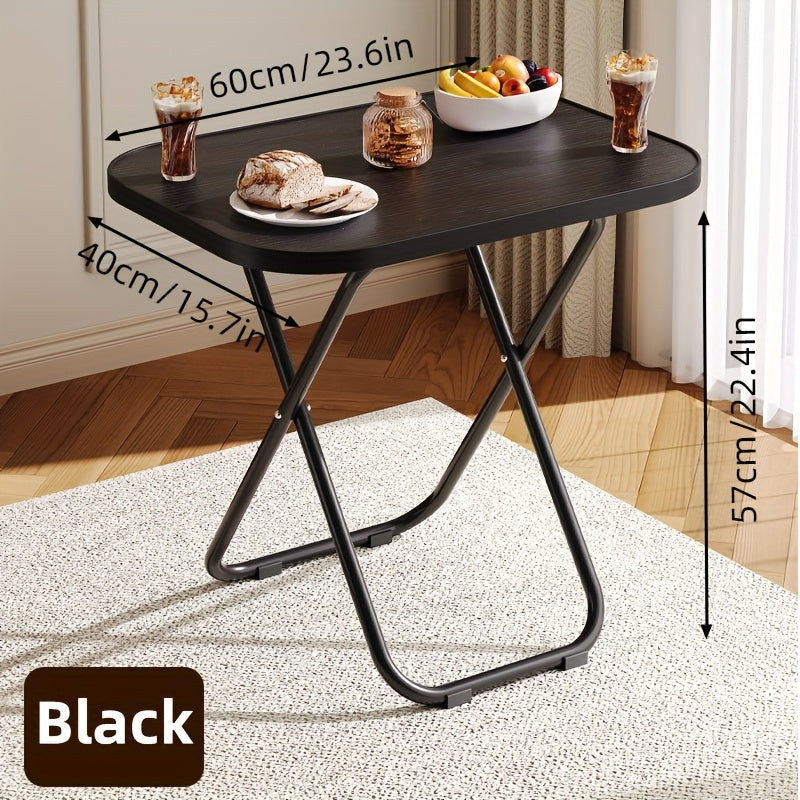 Foldable Tray Table – No Assembly TV Dinner Tray for Eating on Bed Sofa Living Room, Stable Snack Table, Normal & Large, Black White Walnut
