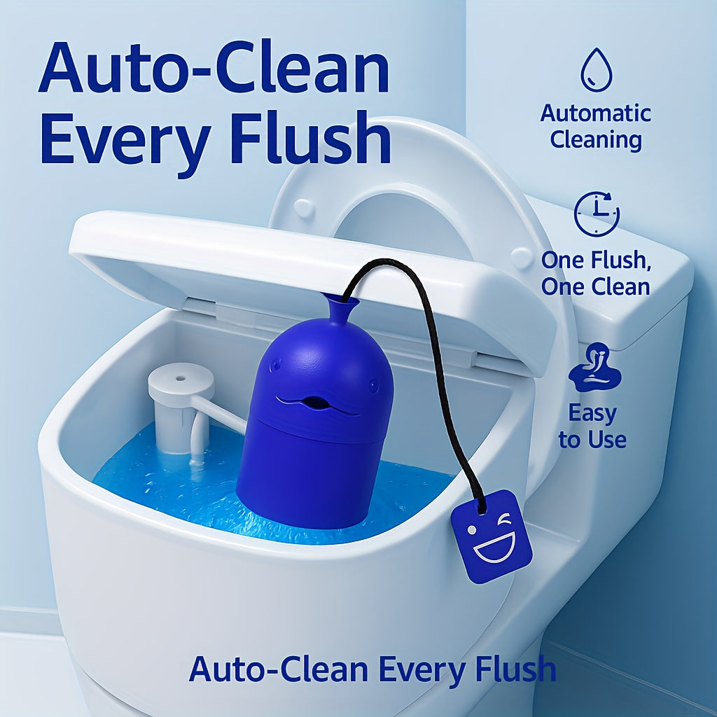 Cute Whale Toilet Tank Cleaner – Automatic Blue Freshener & Deodorizer Tablets, 1200 Flushes, Pine Scent, Fun Bathroom Accessory for Ceramic Toilets – Drop-In Tank Toilet Cleaning Tablet
