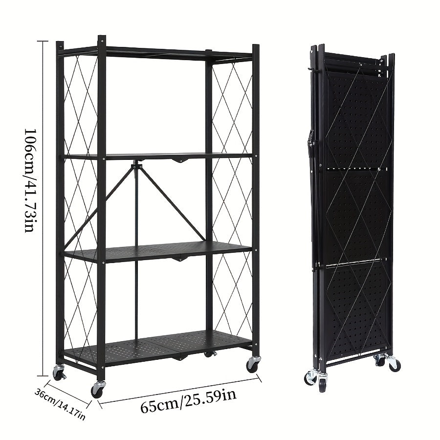 3/4/5-Tier Rolling Storage Rack with Wheels – No Assembly Required Portable Floor-Standing Multi-Layer Shelving Unit for Outdoor, Garage, Kitchen & Home