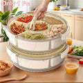 6 Grid Rotating Serving Tray with Lid and Handle 360 Rotatable Snack Organizer Box Portable for Camping Party Picnic RV Fridge Travel