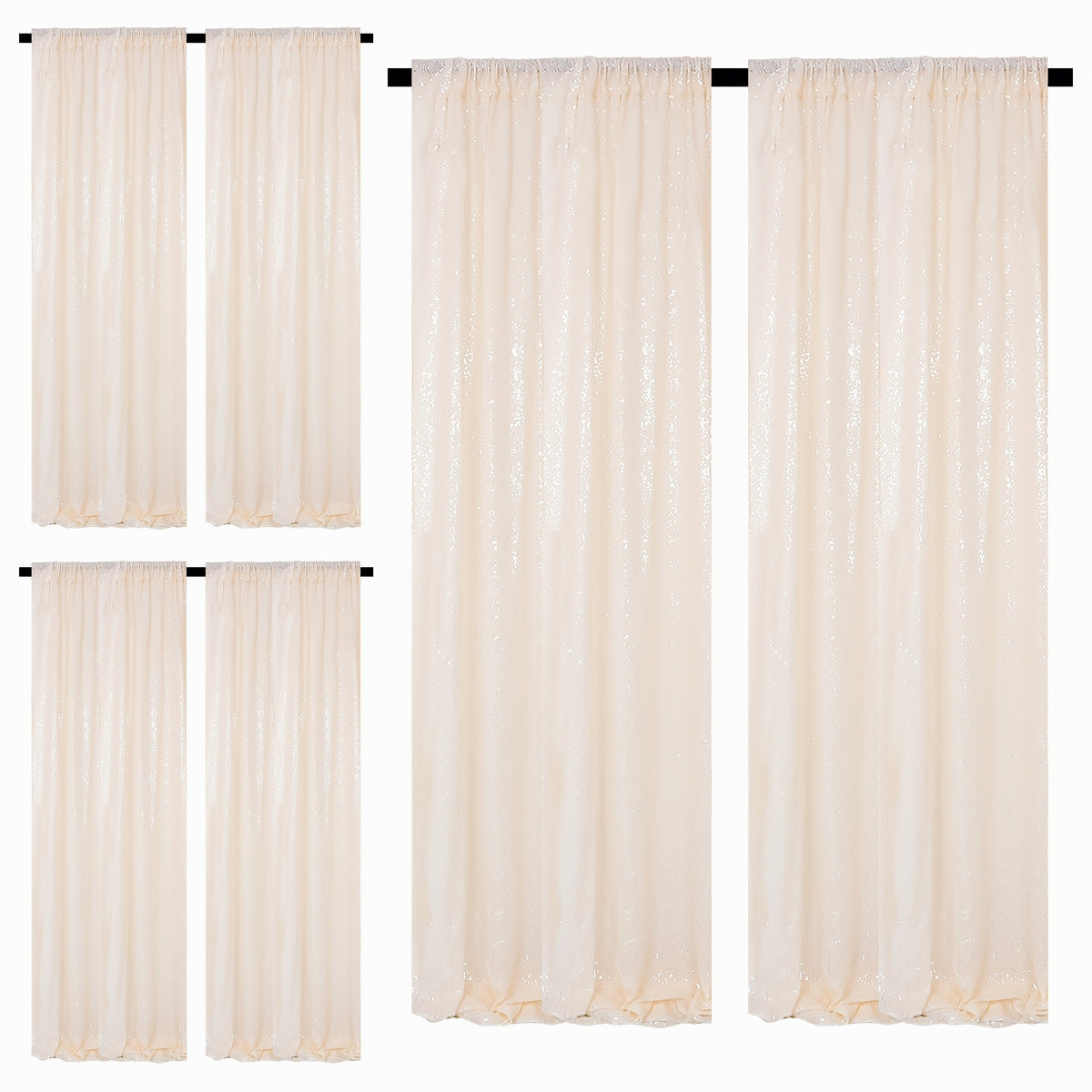 Sequin Backdrop Curtains – Glitter Party & Wedding Background Panels, 2ft×8ft per Panel, 4/6/8 Panel Sets, 29 Colors for Birthday, Stage, Bridal & Event Decor