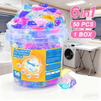 6-in-1 Laundry Detergent Beads with Long-Lasting Fragrance – Laundry Pods for Cleaning & Refreshing, 50 / 100 / 200 Count Value Packs