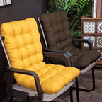 Chair Cushion Set 2pcs Thick Polyester with Straps – Full Back Support Seat Pad for Leisure Chairs, Garden Furniture & Indoor Outdoor Seating, Machine Washable, Multiple Colors