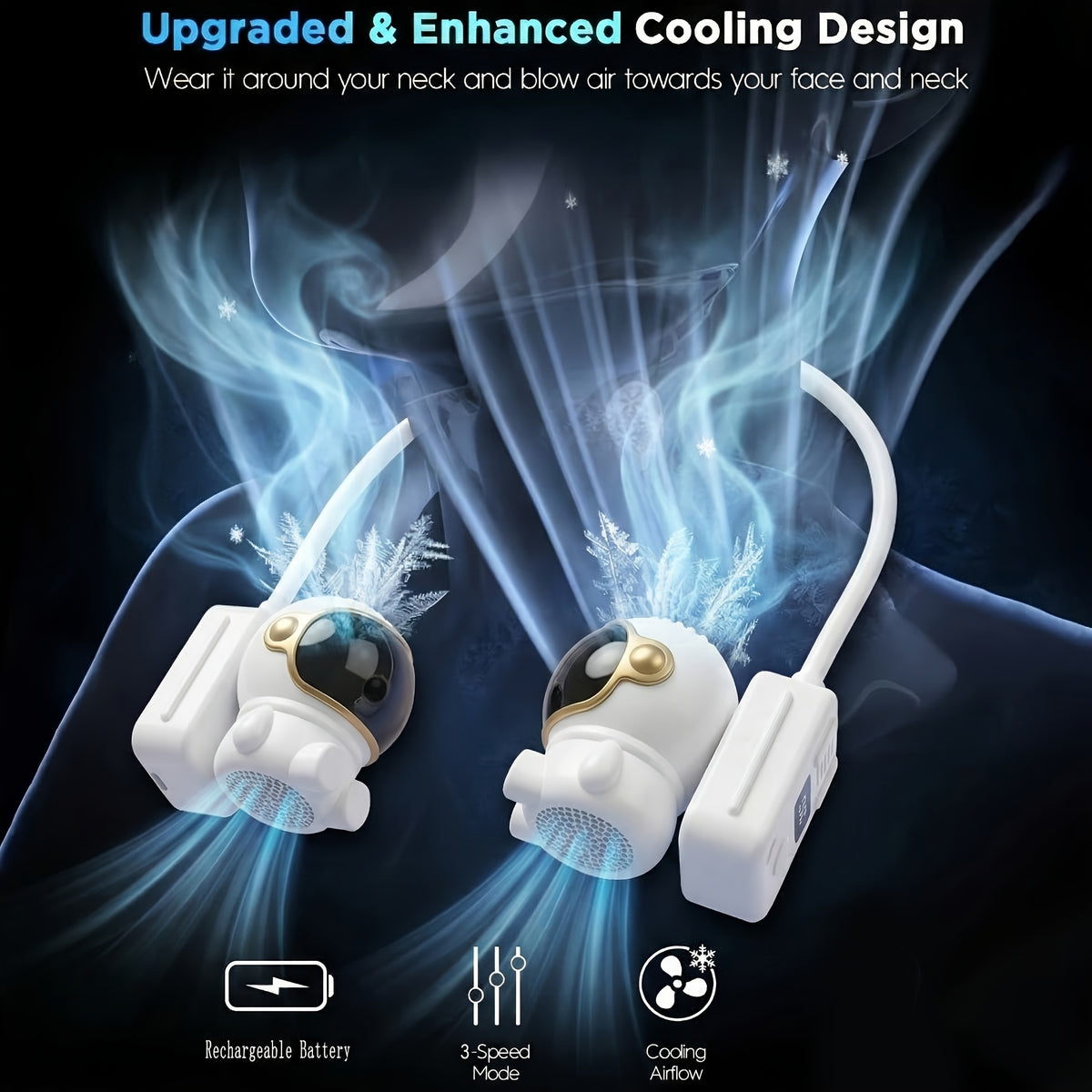 Neck Fan USB Rechargeable Hands-Free Wearable Bladeless Fan 3-Speed 360 Degree Adjustable Digital Display Quiet Cooling Fan for Outdoor Travel Office Student White Green Pink 1500mAh 3000mAh