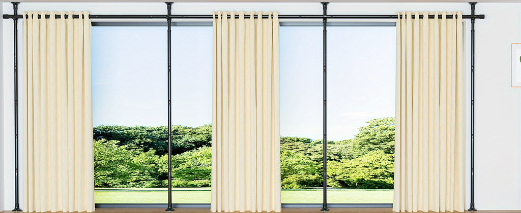 Adjustable Tension Room Divider Curtain Rod – No Drilling, 28–171" Wide, 4–10 ft Floor-to-Ceiling, Heavy Duty, Black & White (Curtains Not Included)