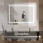 Anti-Fog LED Bathroom Mirror with Dual Light Source & 3-Color Modes | Wall Mount Vanity Mirror | 120V US Plug | 4 Sizes