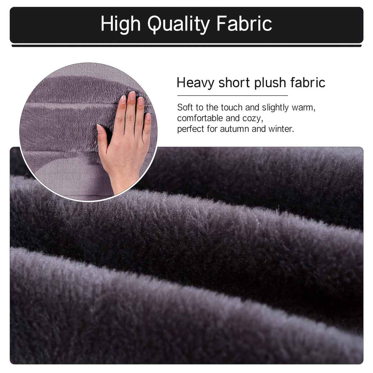 Plush Sofa Slipcover Stretch Thick Couch Cover - Soft Velvet Furniture Protector for Chair Loveseat 3 4 Seater, Anti-Slip Elastic Wrap, Machine Washable, 6 Colors for Living Room